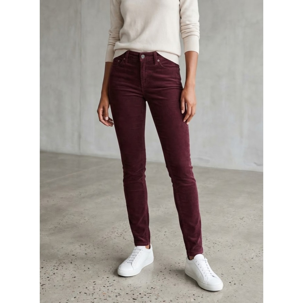 Free People Corduroy Boho Indie Skinny Pants Burgundy W29